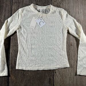NWT Commense Ivory Lace Long Sleeve Top Large